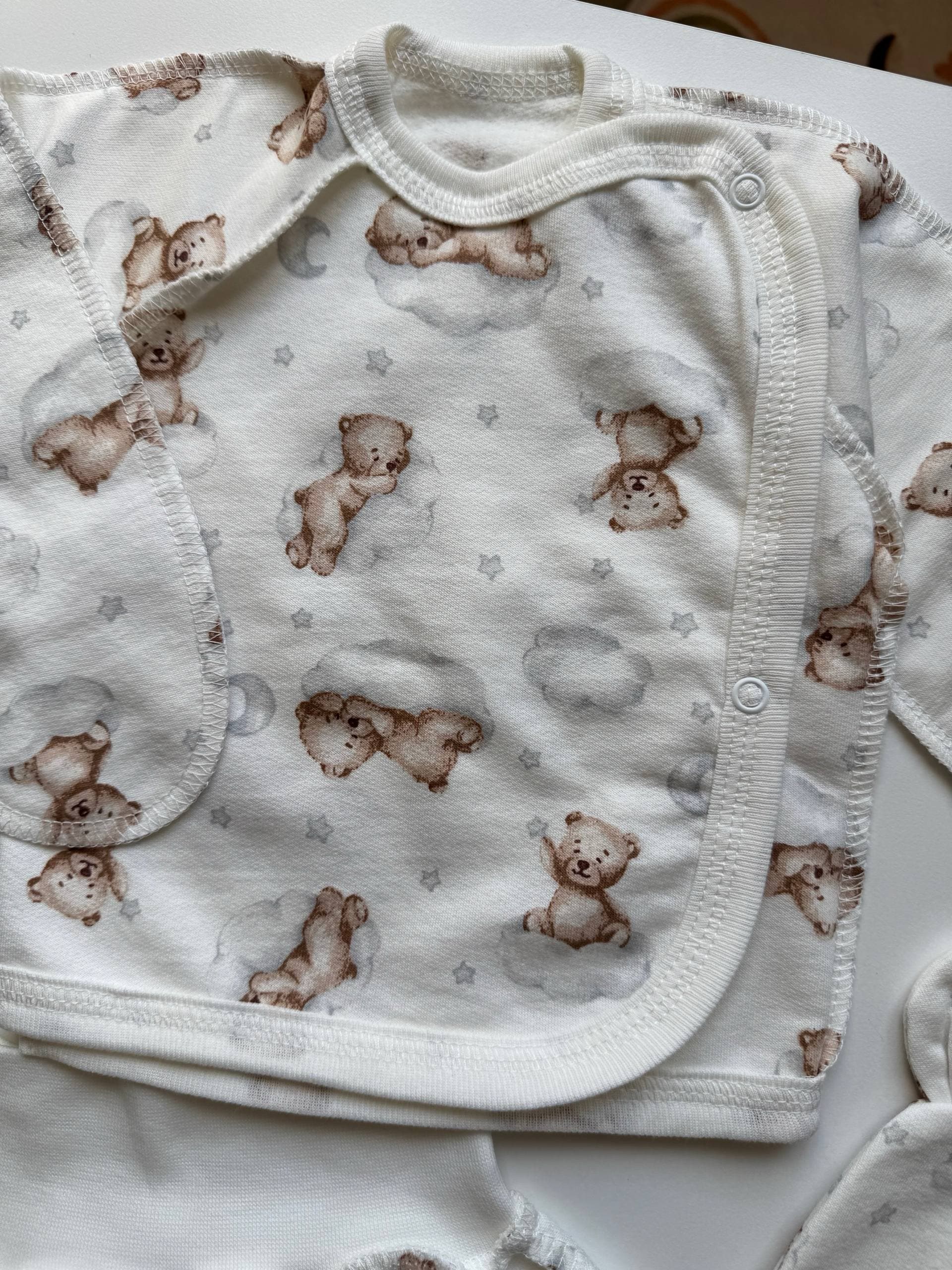 Комплект для немовлят футер 62-68 сорочка, повзунята та шапочка - Фото 3 | Дитячий одяг Store Olivka