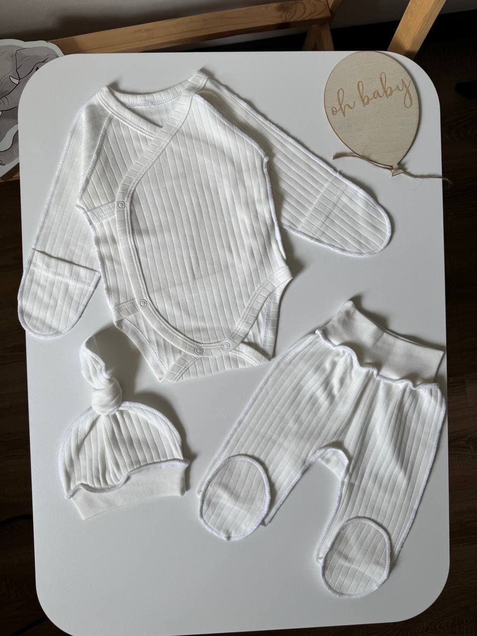 Комплект для немовлят інтерлок 62 боді, повзунята та шапочка
